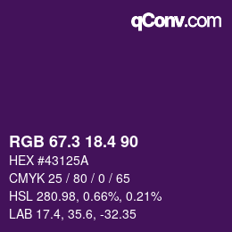 カラーコード: RGB 67.3 18.4 90 | qconv.com