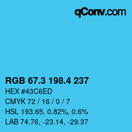 カラーコード: RGB 67.3 198.4 237 | qconv.com