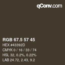 Código de color: RGB 67.5 57 45 | qconv.com