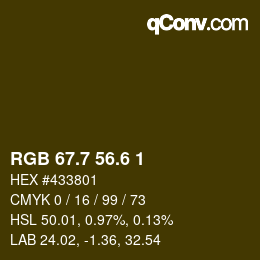 カラーコード: RGB 67.7 56.6 1 | qconv.com