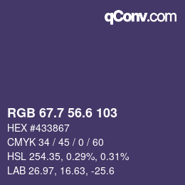 カラーコード: RGB 67.7 56.6 103 | qconv.com