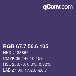 カラーコード: RGB 67.7 56.6 105 | qconv.com