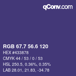 カラーコード: RGB 67.7 56.6 120 | qconv.com
