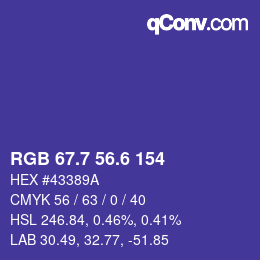 カラーコード: RGB 67.7 56.6 154 | qconv.com