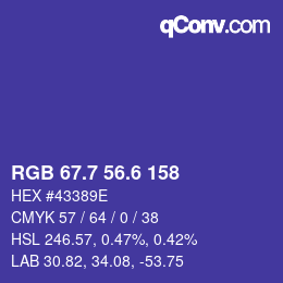 カラーコード: RGB 67.7 56.6 158 | qconv.com