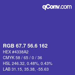 カラーコード: RGB 67.7 56.6 162 | qconv.com