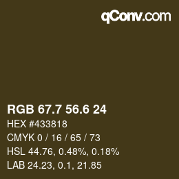 カラーコード: RGB 67.7 56.6 24 | qconv.com