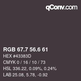 カラーコード: RGB 67.7 56.6 61 | qconv.com