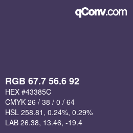 カラーコード: RGB 67.7 56.6 92 | qconv.com