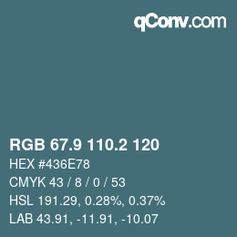 Color code: RGB 67.9 110.2 120 | qconv.com
