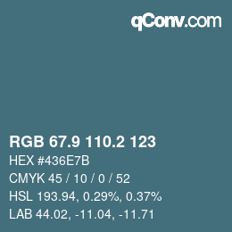 Color code: RGB 67.9 110.2 123 | qconv.com