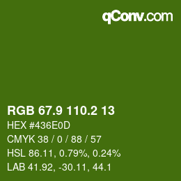 カラーコード: RGB 67.9 110.2 13 | qconv.com
