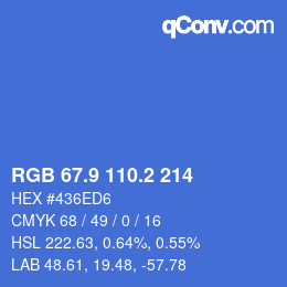 カラーコード: RGB 67.9 110.2 214 | qconv.com