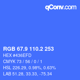 カラーコード: RGB 67.9 110.2 253 | qconv.com