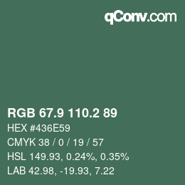 Farbcode: RGB 67.9 110.2 89 | qconv.com