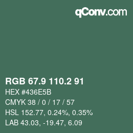 Color code: RGB 67.9 110.2 91 | qconv.com