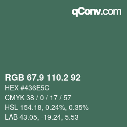 Color code: RGB 67.9 110.2 92 | qconv.com