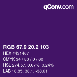 カラーコード: RGB 67.9 20.2 103 | qconv.com