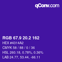 カラーコード: RGB 67.9 20.2 162 | qconv.com