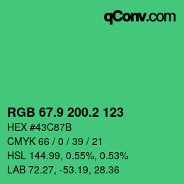 カラーコード: RGB 67.9 200.2 123 | qconv.com
