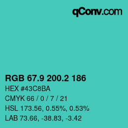 カラーコード: RGB 67.9 200.2 186 | qconv.com