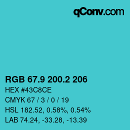 カラーコード: RGB 67.9 200.2 206 | qconv.com