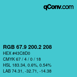 Color code: RGB 67.9 200.2 208 | qconv.com