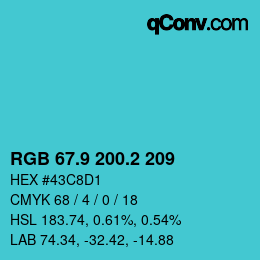カラーコード: RGB 67.9 200.2 209 | qconv.com