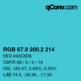 カラーコード: RGB 67.9 200.2 214 | qconv.com