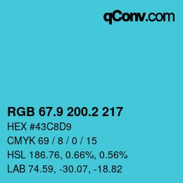Color code: RGB 67.9 200.2 217 | qconv.com