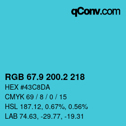 Color code: RGB 67.9 200.2 218 | qconv.com