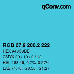 Color code: RGB 67.9 200.2 222 | qconv.com