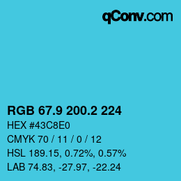 カラーコード: RGB 67.9 200.2 224 | qconv.com