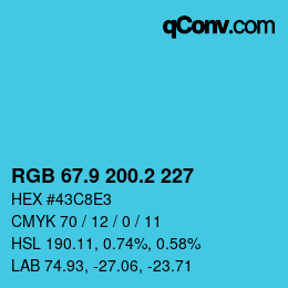 Color code: RGB 67.9 200.2 227 | qconv.com