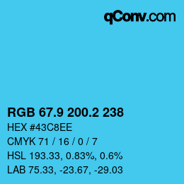 Color code: RGB 67.9 200.2 238 | qconv.com