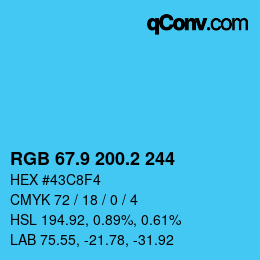 カラーコード: RGB 67.9 200.2 244 | qconv.com