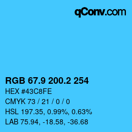 カラーコード: RGB 67.9 200.2 254 | qconv.com