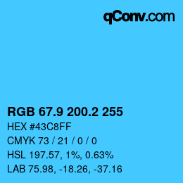 Code couleur: RGB 67.9 200.2 255 | qconv.com