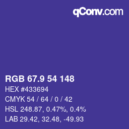 カラーコード: RGB 67.9 54 148 | qconv.com
