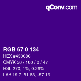 Color code: RGB 67 0 134 | qconv.com