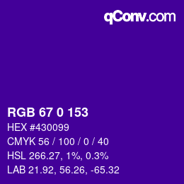 Color code: RGB 67 0 153 | qconv.com