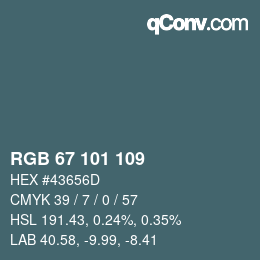 カラーコード: RGB 67 101 109 | qconv.com