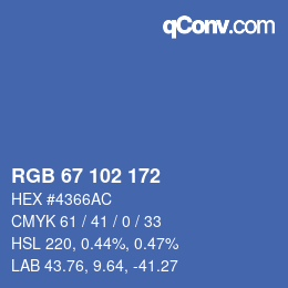 カラーコード: RGB 67 102 172 | qconv.com