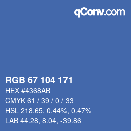 颜色代码: RGB 67 104 171 | qconv.com