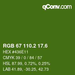 カラーコード: RGB 67 110.2 17.6 | qconv.com