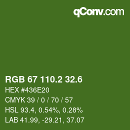 カラーコード: RGB 67 110.2 32.6 | qconv.com