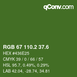 カラーコード: RGB 67 110.2 37.6 | qconv.com