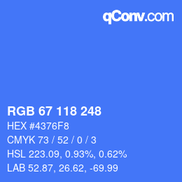 Color code: RGB 67 118 248 | qconv.com