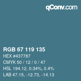 Color code: RGB 67 119 135 | qconv.com