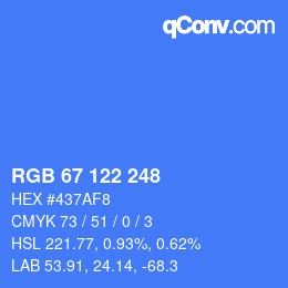 カラーコード: RGB 67 122 248 | qconv.com